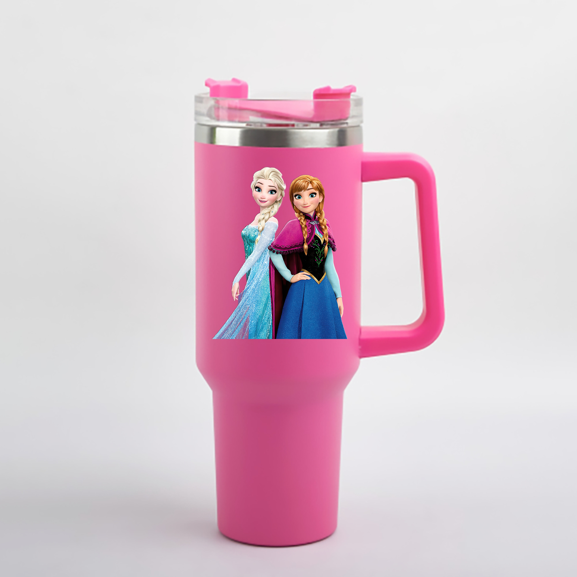 （画像用） アナと雪の女王 アンナ エルサ Frozen Anna Elsa 1200mL車用タンブラー - クリスタルステッカー（プラスチックストロー付き）